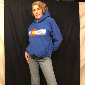 Vintage Vail Colorado blue hoodie sweatshirt